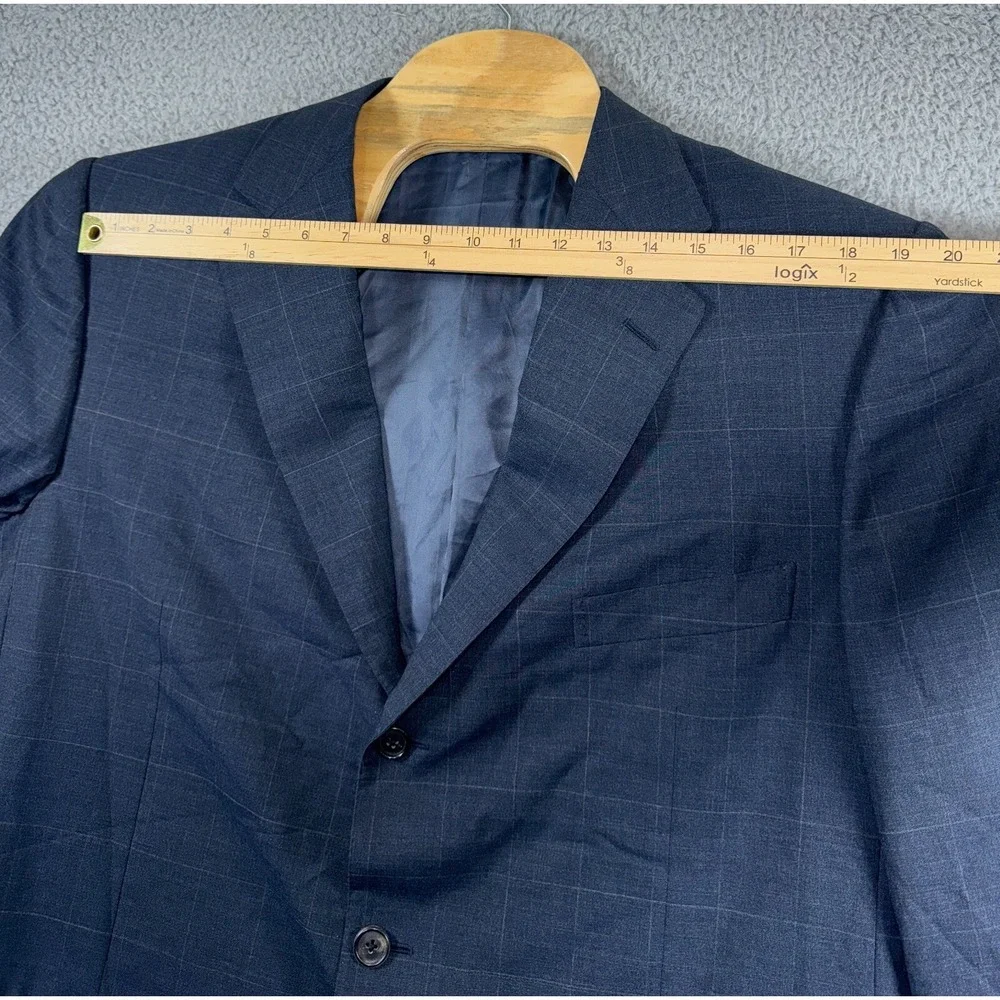 ERMENEGILDO ZEGNA 100% Wool 3 button blazer suit jacket Mens 56 Dark Gray Check